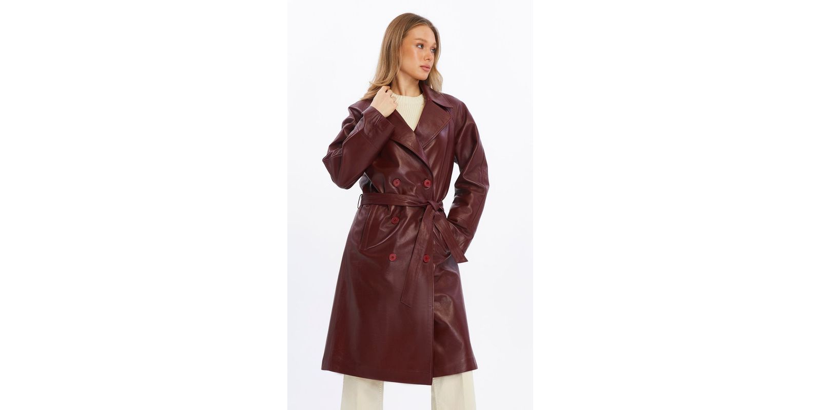 Furniq UK Women's Sloane Leather Trench Coat