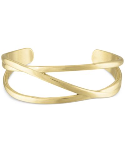 BEN ONI 18k Gold-Plated Stainless Steel Crossover Cuff Bracelet