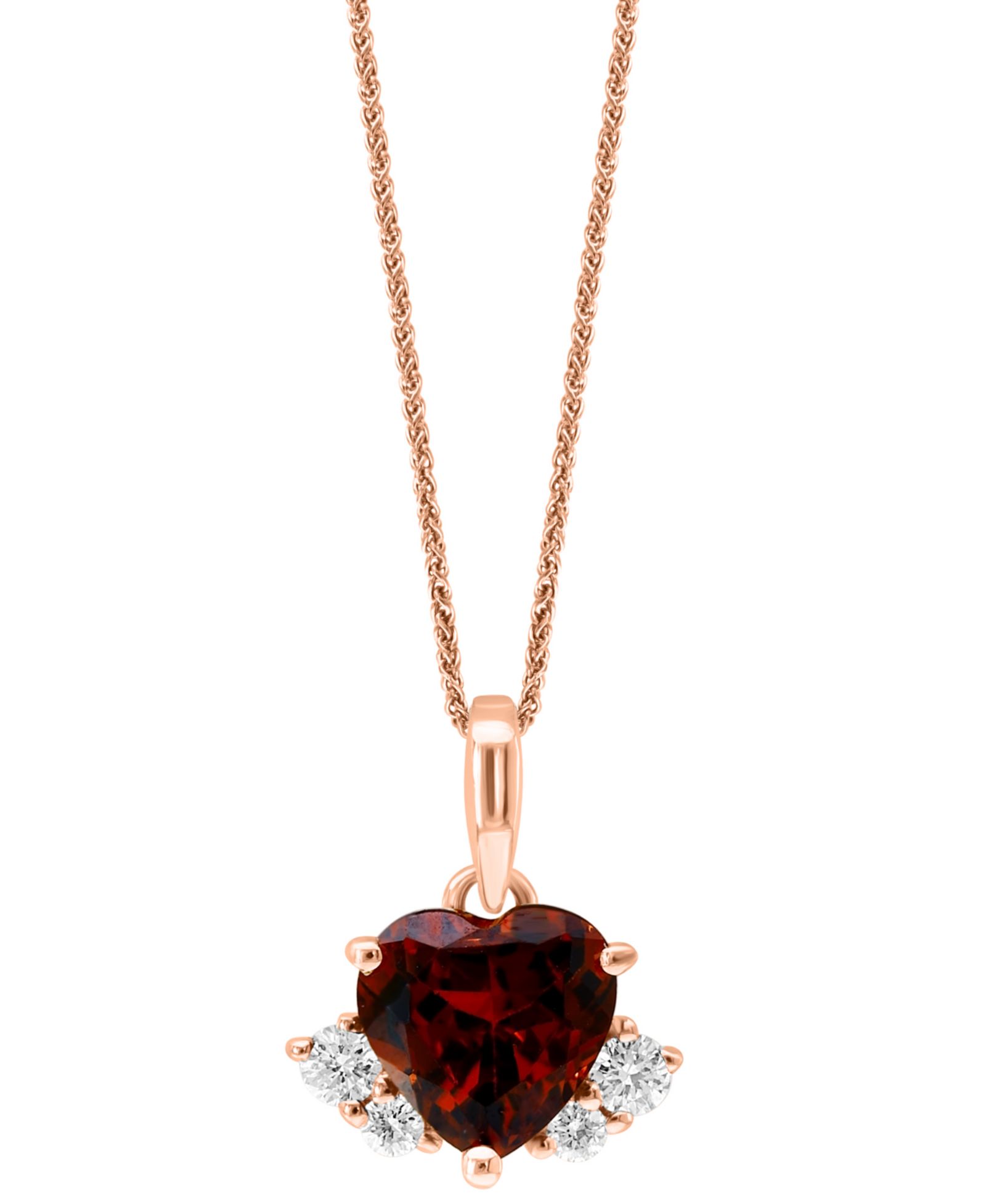 Подвеска LALI Jewels Heart, гранат и бриллиант, розовое золото 14k, 18"