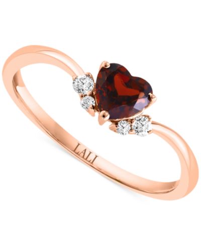 Кольцо LALI Jewels с гранатом и бриллиантом, 14k Rose Gold