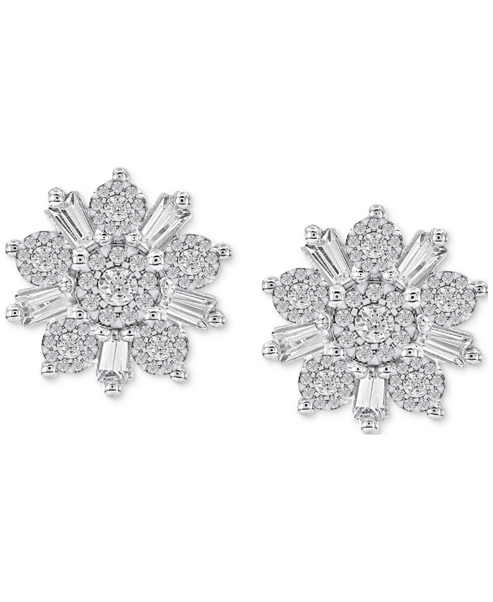 Серьги с бриллиантами Diamond Flower в 14k White Gold