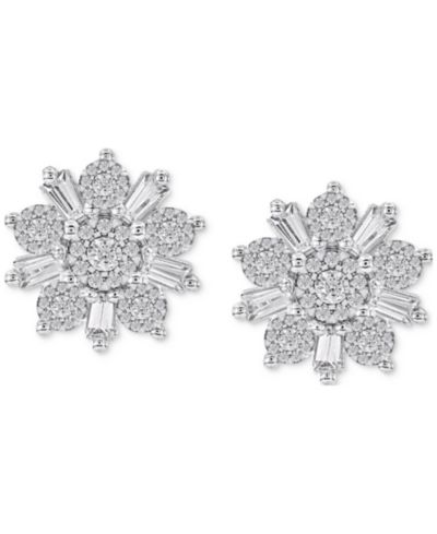 Серьги с бриллиантами Diamond Flower в 14k White Gold
