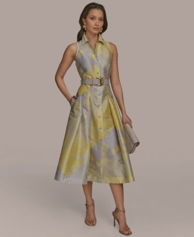 Donna Karan New York Женское принтованное платье-рубашка Fit & Flare