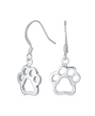 Bling Jewelry Animal Lover Cut-Out Paw Print Drop Earrings .925 Sterling Silver Fish Hook