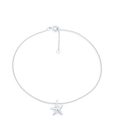 Браслет на щиколотку Bling Jewelry Nautical Beach Starfish из стерлингового серебра.925 с регулировкой