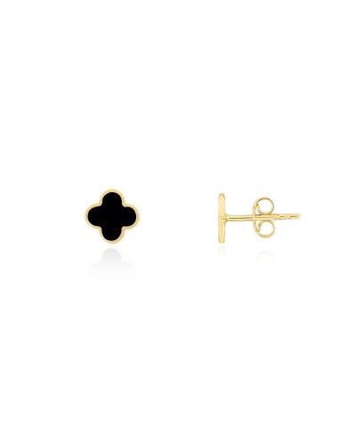 The Lovery Mini Onyx Clover серьги-гвоздики с клевером