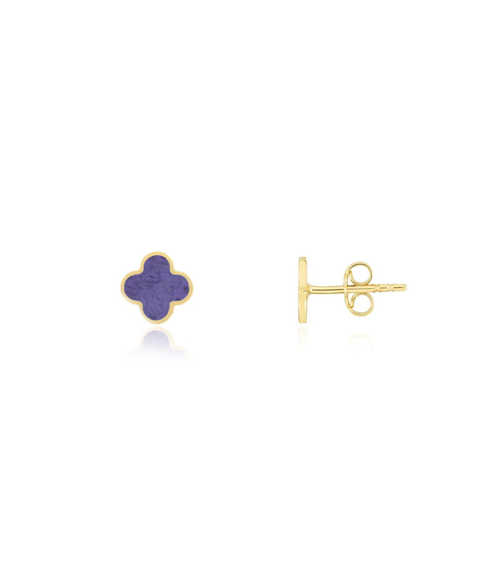 The Lovery Mini Amethyst Clover Stud Earrings