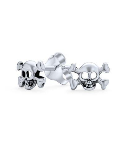 Bling Jewelry мужские серьги-гвоздики Bling Jewelry Biker Goth Crossbone Skull 925 Sterling Silver