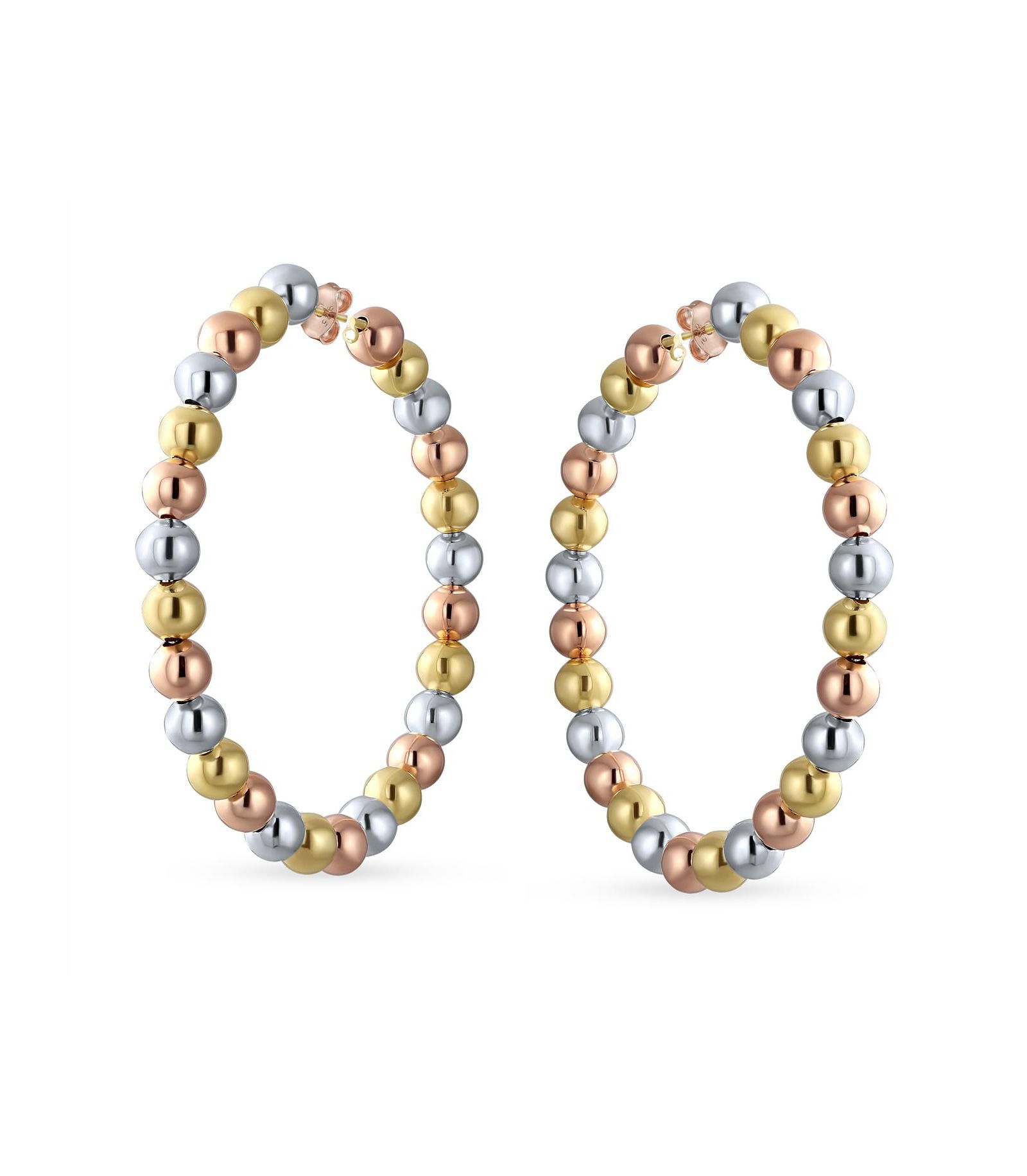 Bling Jewelry трехцветные серьги-кольца с бусинами и застежкой latch back