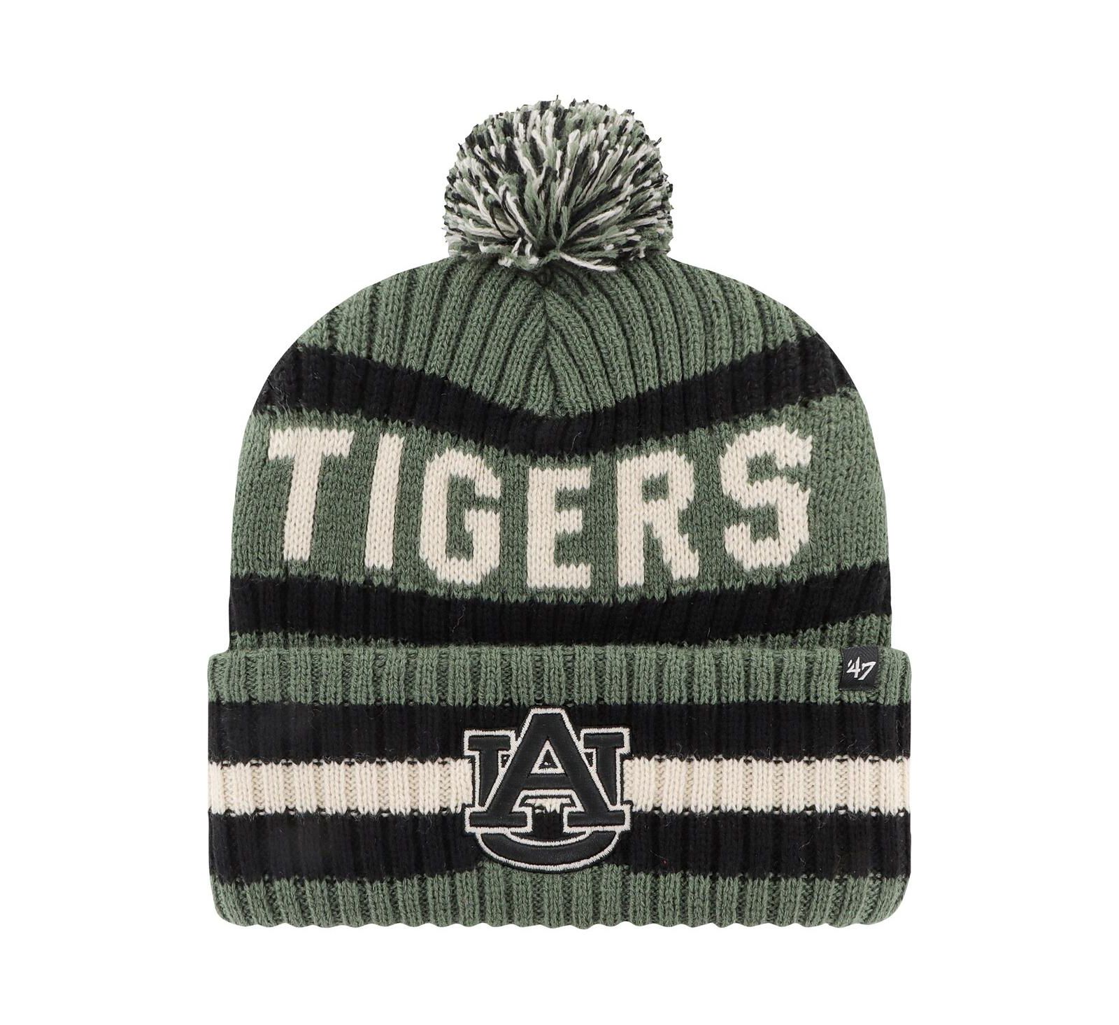 Мужская вязаная шапка '47 Brand Green Auburn Tigers OHT Military Appreciation Bering Cuffed с помпоном