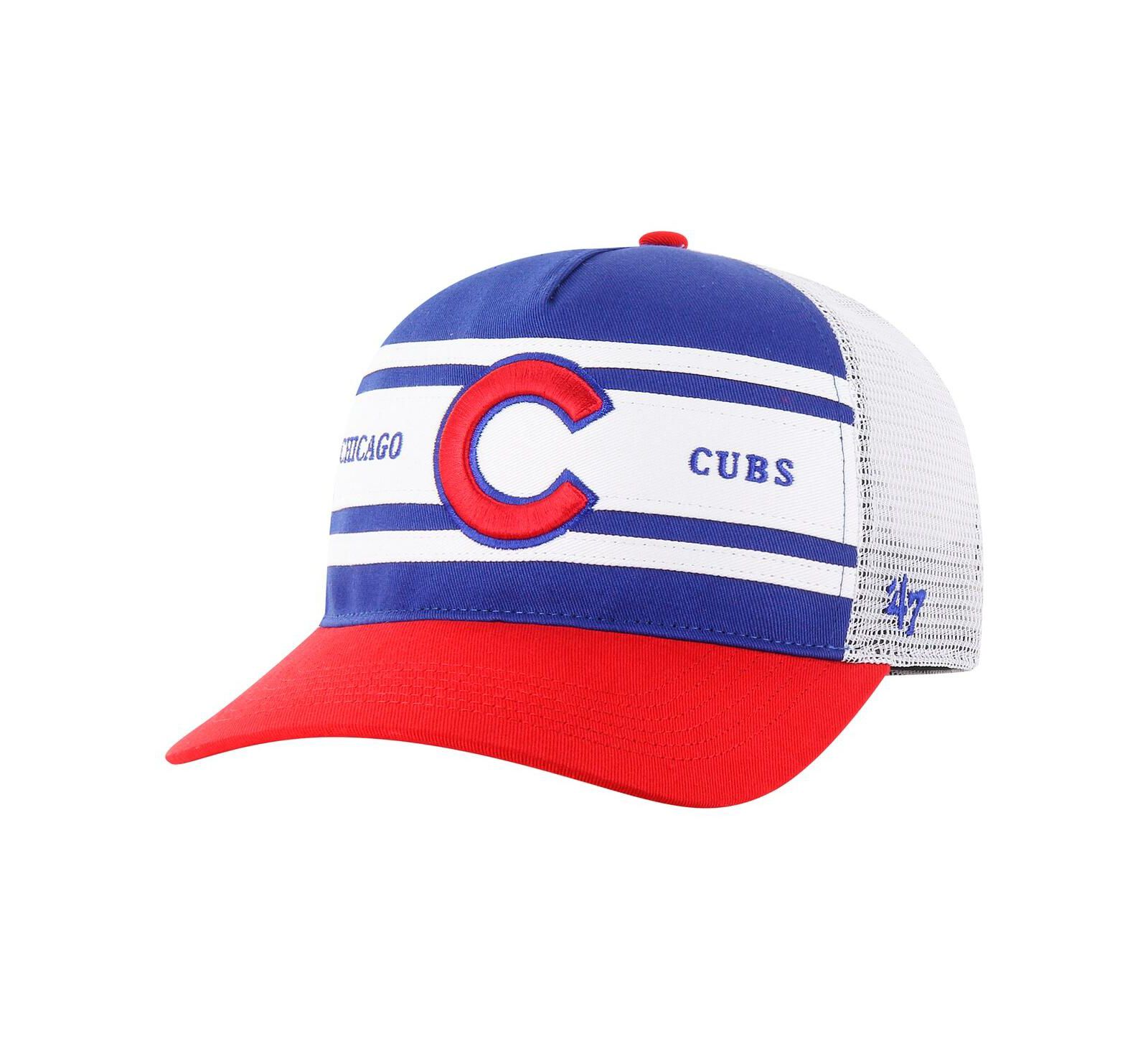 '47 Brand Men's Royal Chicago Cubs Gridiron Super Stripe Relaxed Trucker Hitch Adjustable Hat