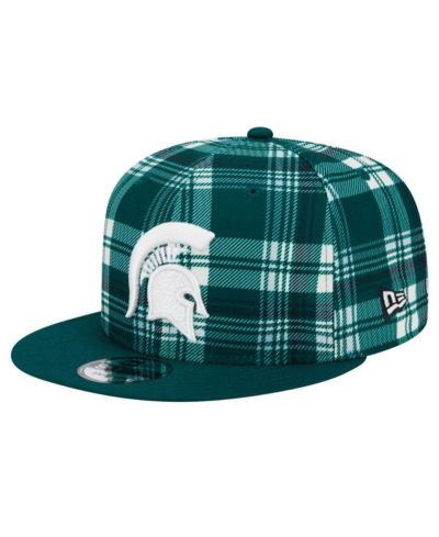 Мужская кепка New Era Green Michigan State Spartans Plaid 9FIFTY Snapback