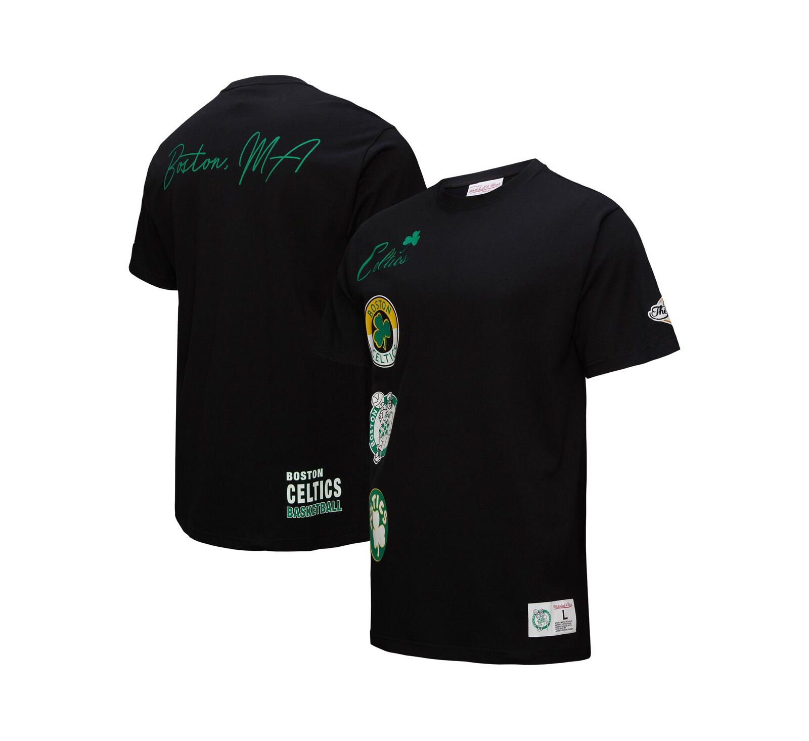 Mitchell & Ness Men's Black Boston Celtics Black Out Collection Vintage Premium T-Shirt