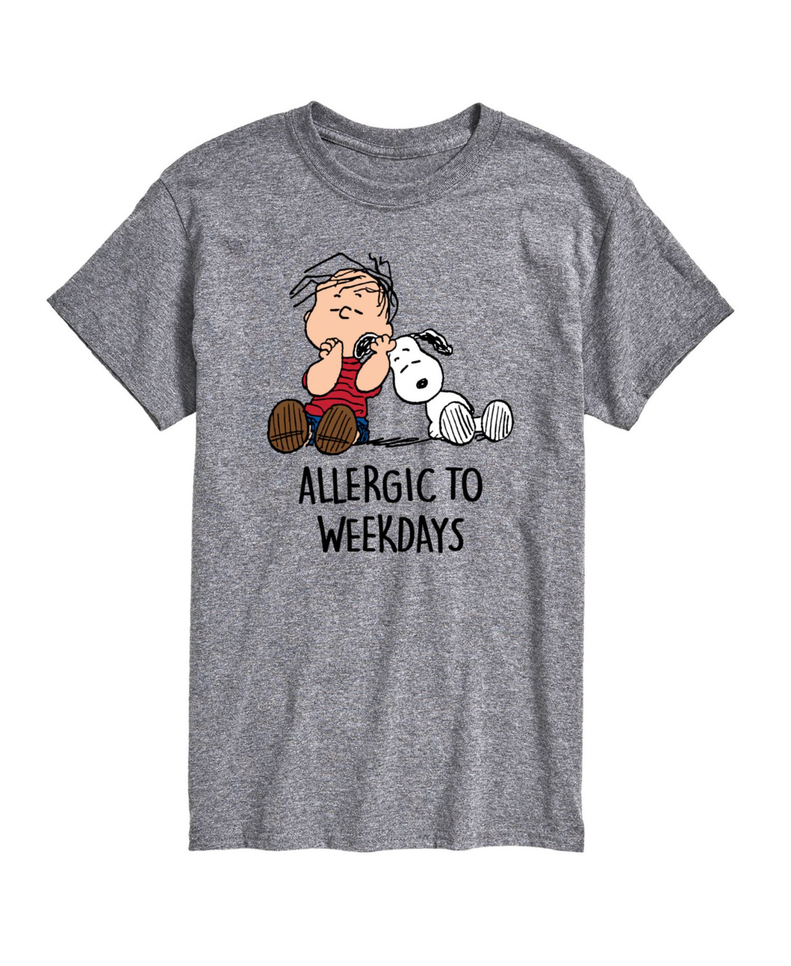AIRWAVES Men's Snoopy Peanuts Allergic To Weekdays Short Sleeve T-Shirt