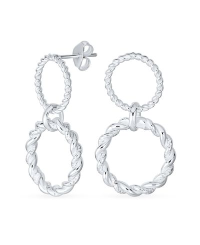 Серьги Bling Jewelry Classic Round Dangle Double Circle Knocker.925 Sterling Silver