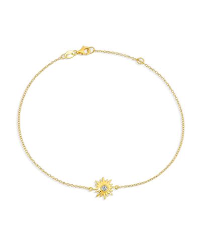 Браслет на ногу Bling Jewelry Summer Sunburst CZ Gold Plated .925 Sterling Silver