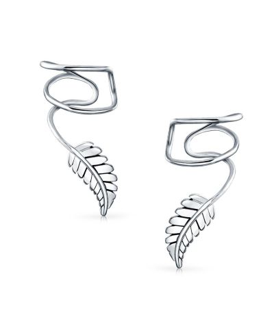Серьги-кафф Bling Jewelry Nature Leaf из стерлингового серебра без прокола
