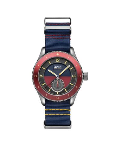 AVI-8 Мужские часы Flyboy Airmaster Sector Meca-Quartz с синим нейлоновым ремешком, 40mm