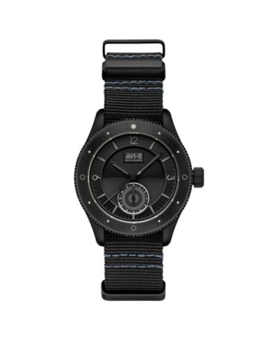 AVI-8 Men's Flyboy Airmaster Sector Meca-Quartz Black Nylon Strap Watch, 40mm