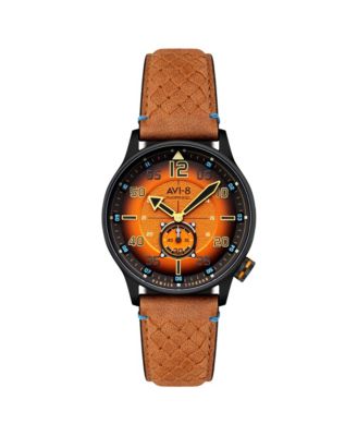 AVI-8 Men's Hawker Typhoon Baldwin Automatic Brown Leather Strap Watch, 42mm