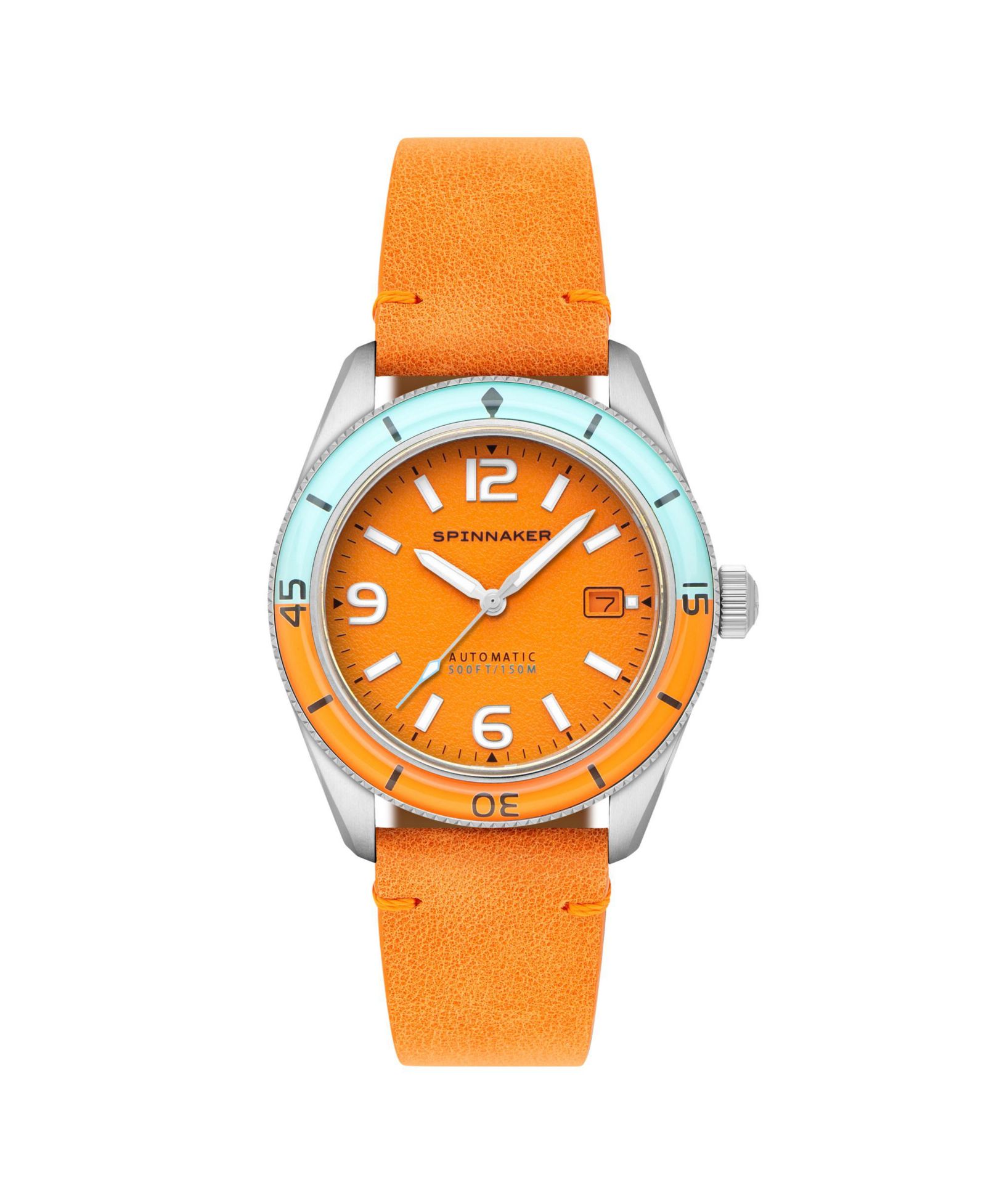 Spinnaker Men's Fleuss Automatic Orange Leather Strap Watch, 43mm