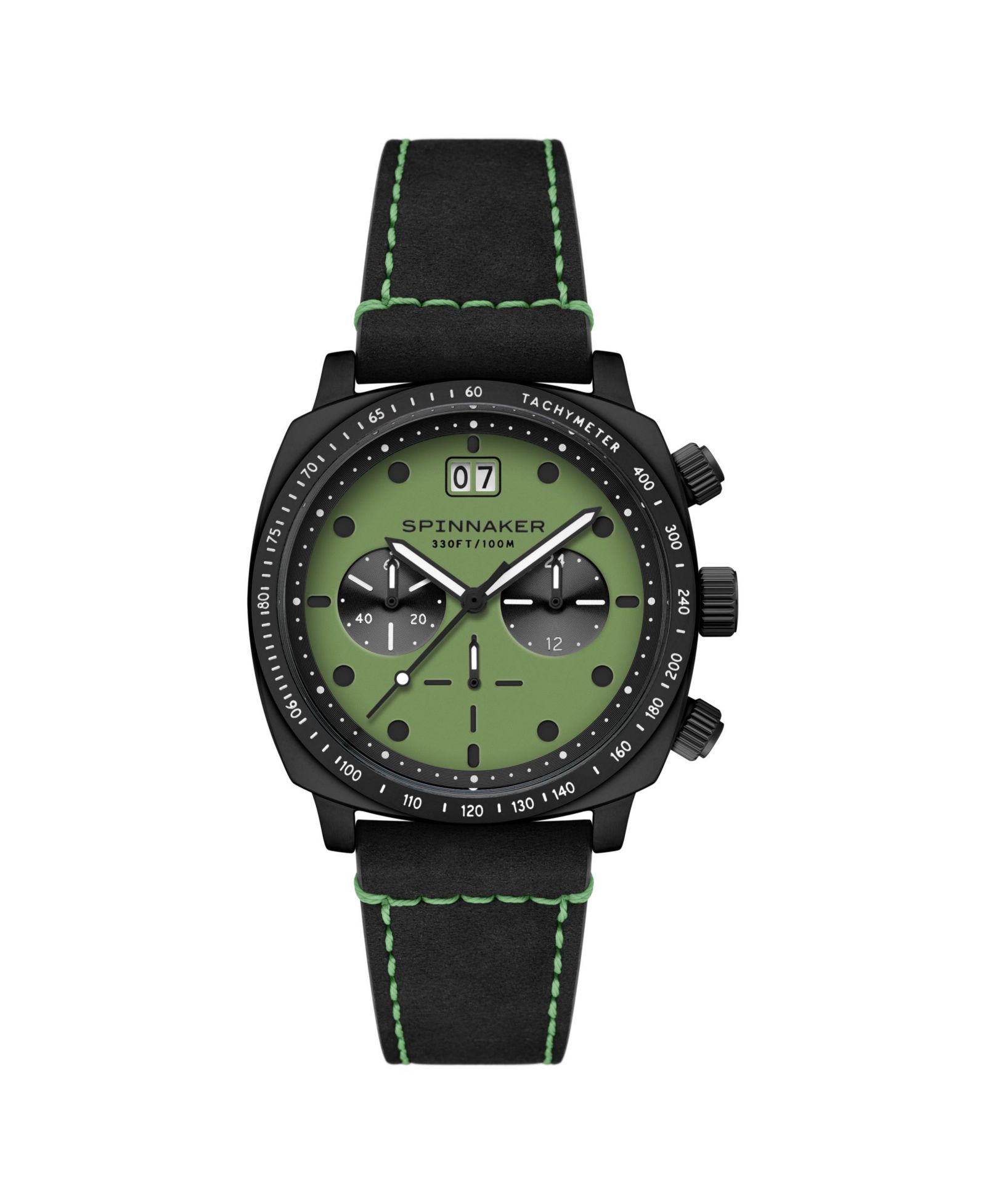 Spinnaker Men's Hull Chronograph Black Leather Strap Watch, 42mm