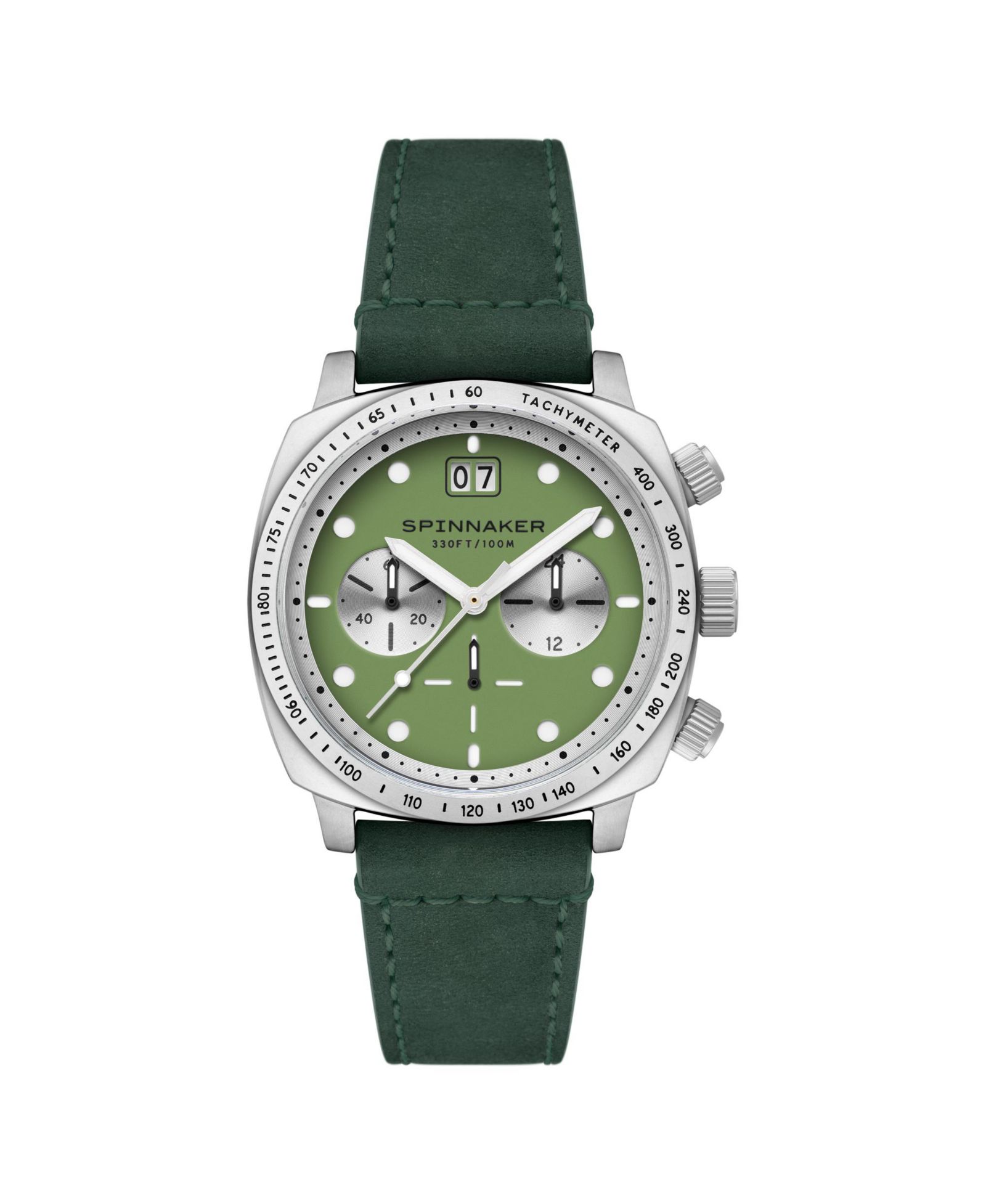 Spinnaker Men's Hull Chronograph Green Leather Strap Watch, 42mm