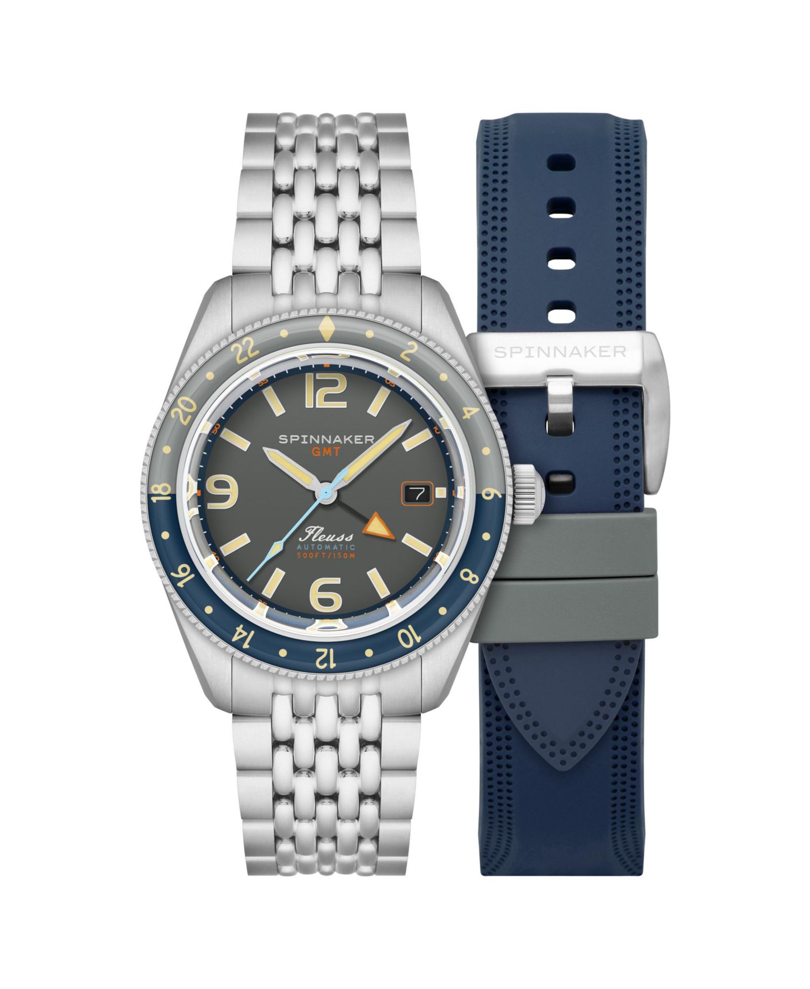 Spinnaker Мужские Fleuss GMT Automatic Solid Stainless Steel Bracelet Watch, 43mm