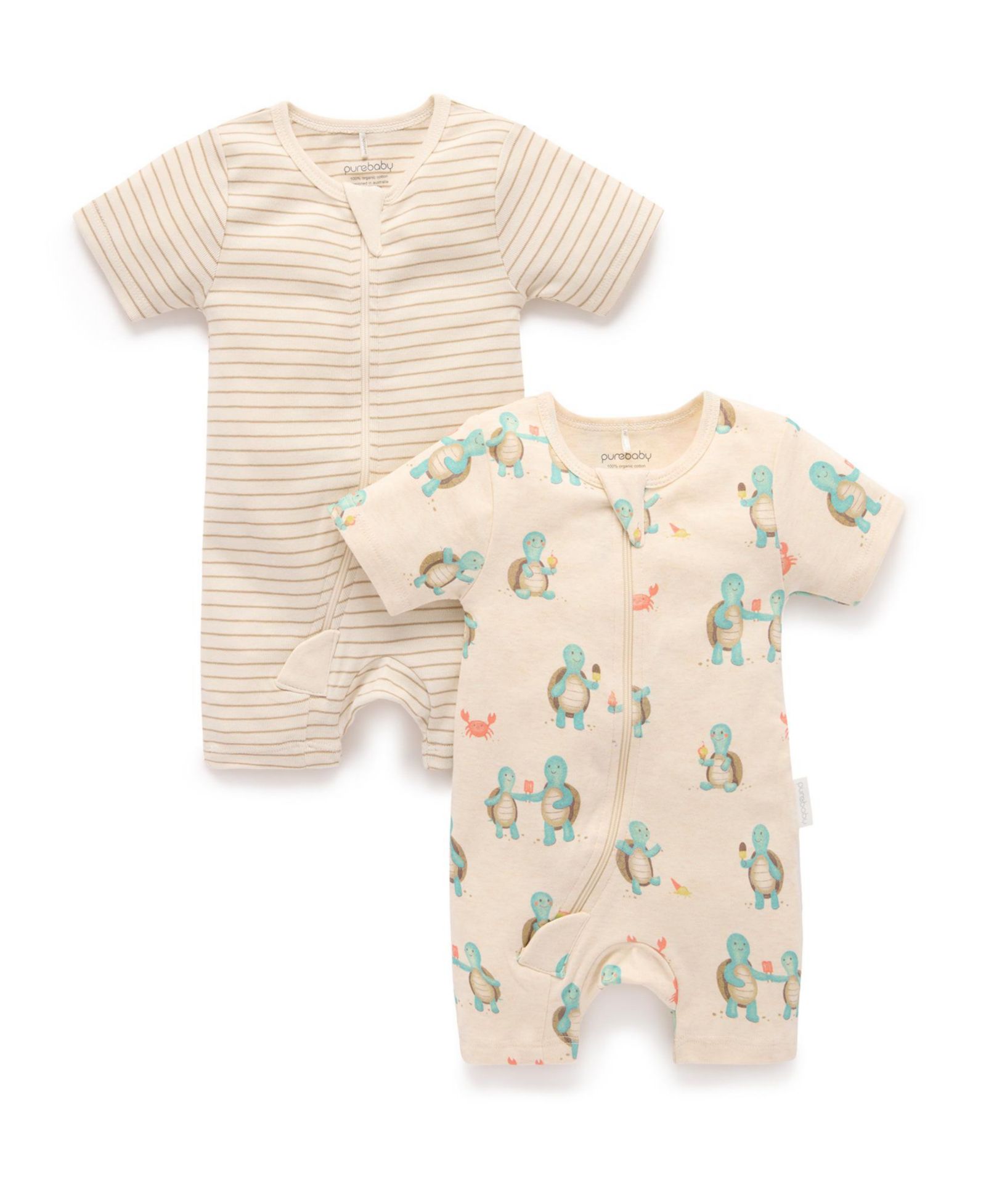 Purebaby комплект из 2 комбинезонов с коротким рукавом для малышей