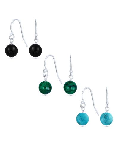 Серьги Bling Jewelry Drop Ball Onyx Malachite