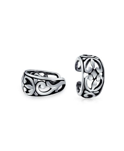 Bling Jewelry Серьги-кафф с ажурным узором Flower Leaves