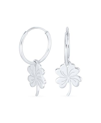 Серьги-кольца Bling Jewelry Luck of the Irish Shamrock Clover из стерлингового серебра