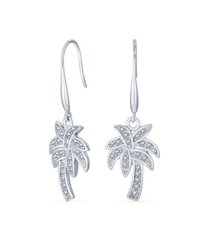 Bling Jewelry серьги-люстры с пальмой и CZ, морской стиль, из стерлингового серебра