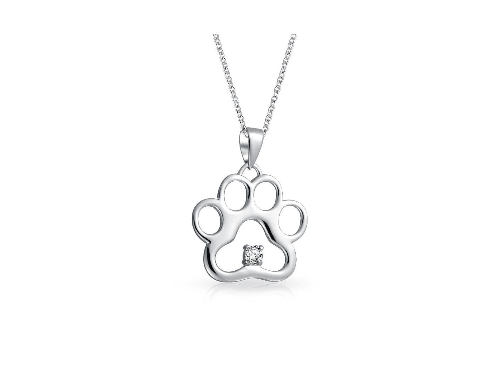 Подвеска Bling Jewelry Sterling Paw Print с CZ для любителей животных