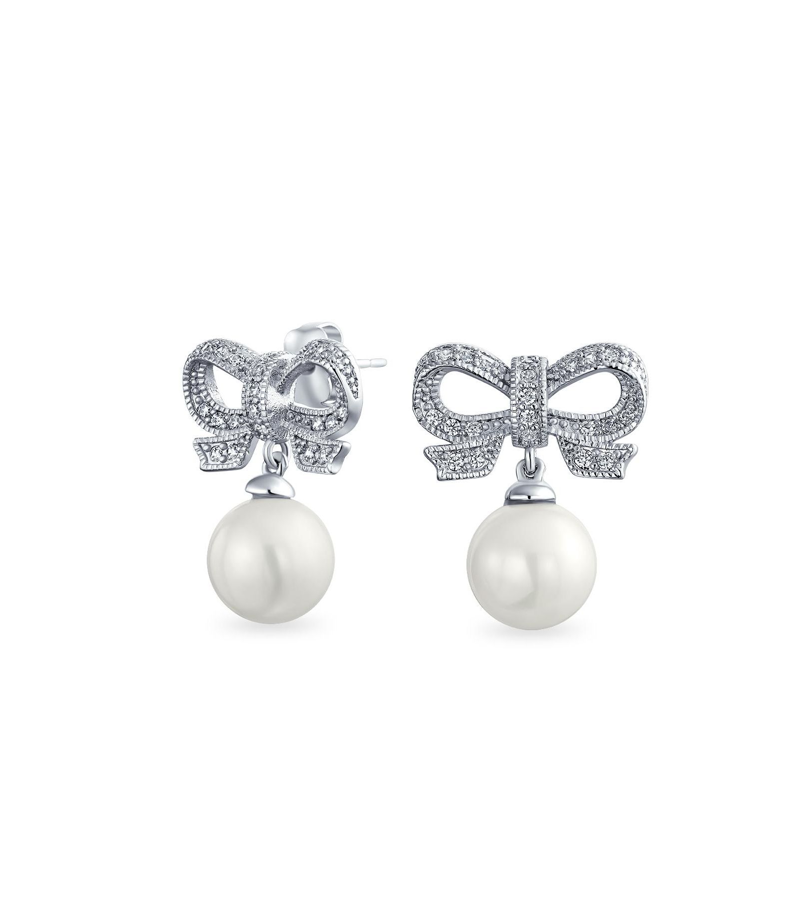 Bling Jewelry викторианские серьги-люстры с лентой CZ и имитацией жемчуга в виде банта