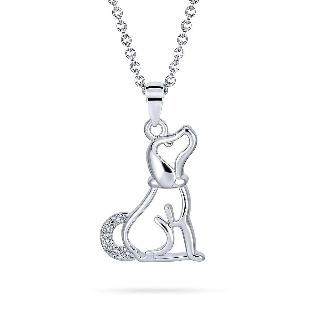 Bling Jewelry Серебряная подвеска-кулон в виде верного щенка для лучшего друга с фианитами, тонированная под серебро
