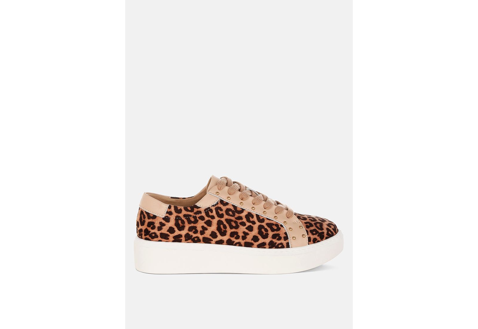 Rag and Co Womens Flippin Studded Leopard Print Chunky Sneakers