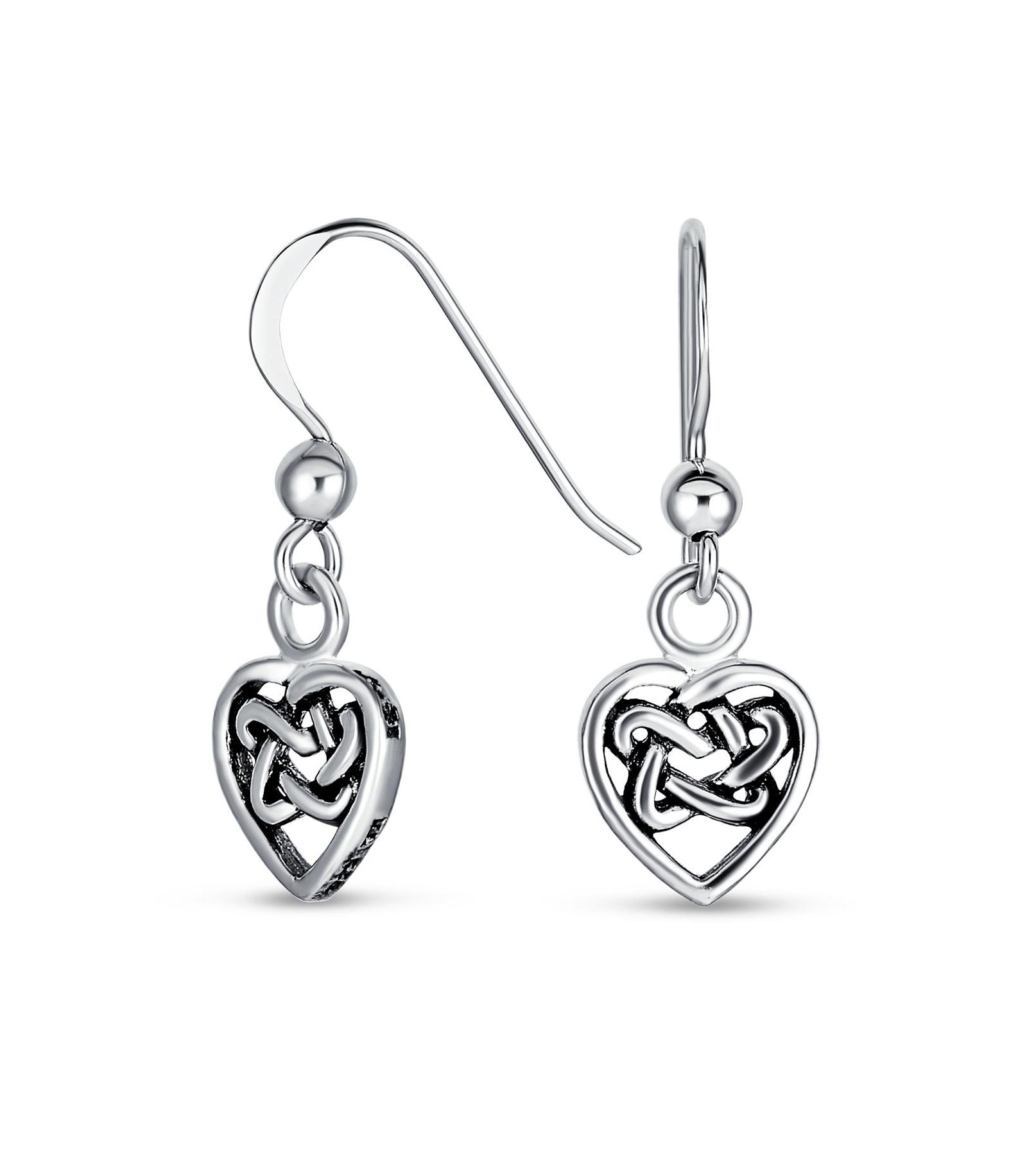 Серьги-подвески Bling Jewelry BFF Celtic Infinity Knot Heart Sterling Fish Hook