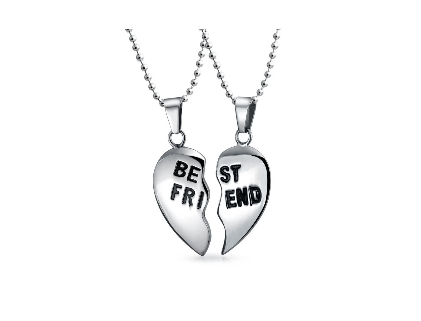 Подвеска-кулон Bling Jewelry BFF Best Friends Split 2 pcs Breakable Heart Puzzle из нержавеющей стали