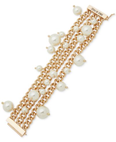 Браслет Emily in Paris Gold-Tone Imitation Pearl Triple-Row Flex