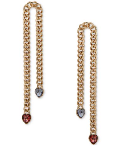 Серьги Emily in Paris Gold-Tone Heart Stone Curb Link Chain Drop