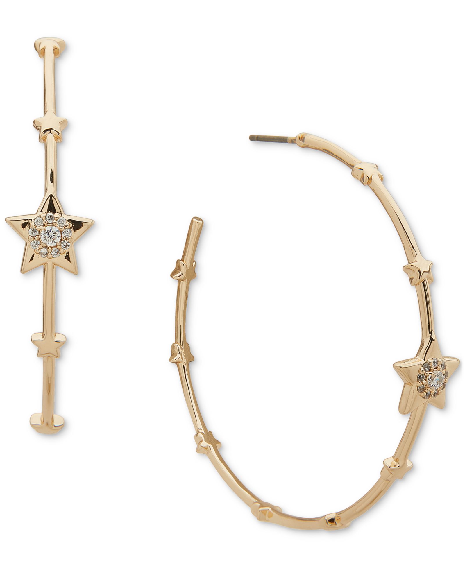 Emily in Paris Серьги-кольца Pavé Star Gold-Tone 1.63"