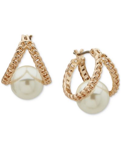 Emily in Paris Серьги-кольца с имитацией жемчуга Gold-Tone 0.5"