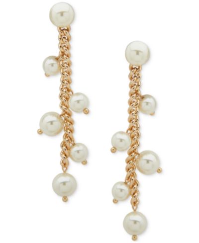 Серьги-подвески Emily in Paris Gold-Tone Imitation Pearl Chain Linear Drop