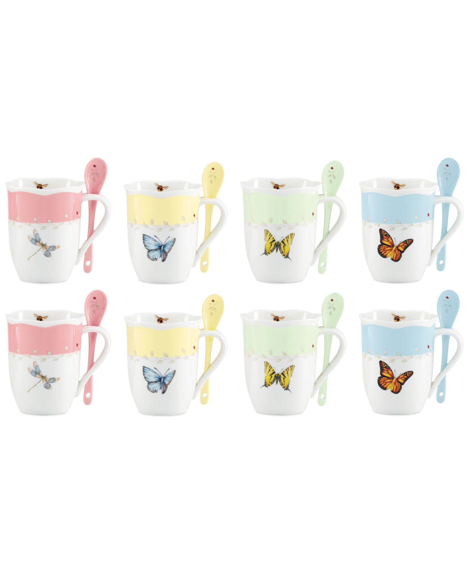 Lenox Butterfly Meadow Mug with Spoon, Set of 8, Exclusively at Macy's