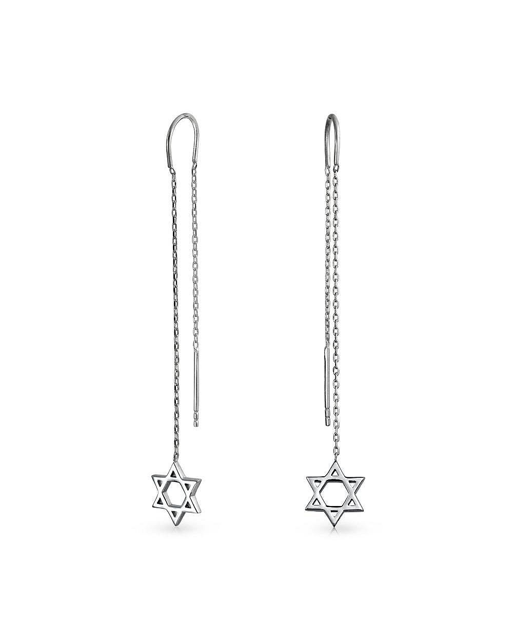 Серьги-ниточки Bling Jewelry из стерлингового серебра со звездой Давида
