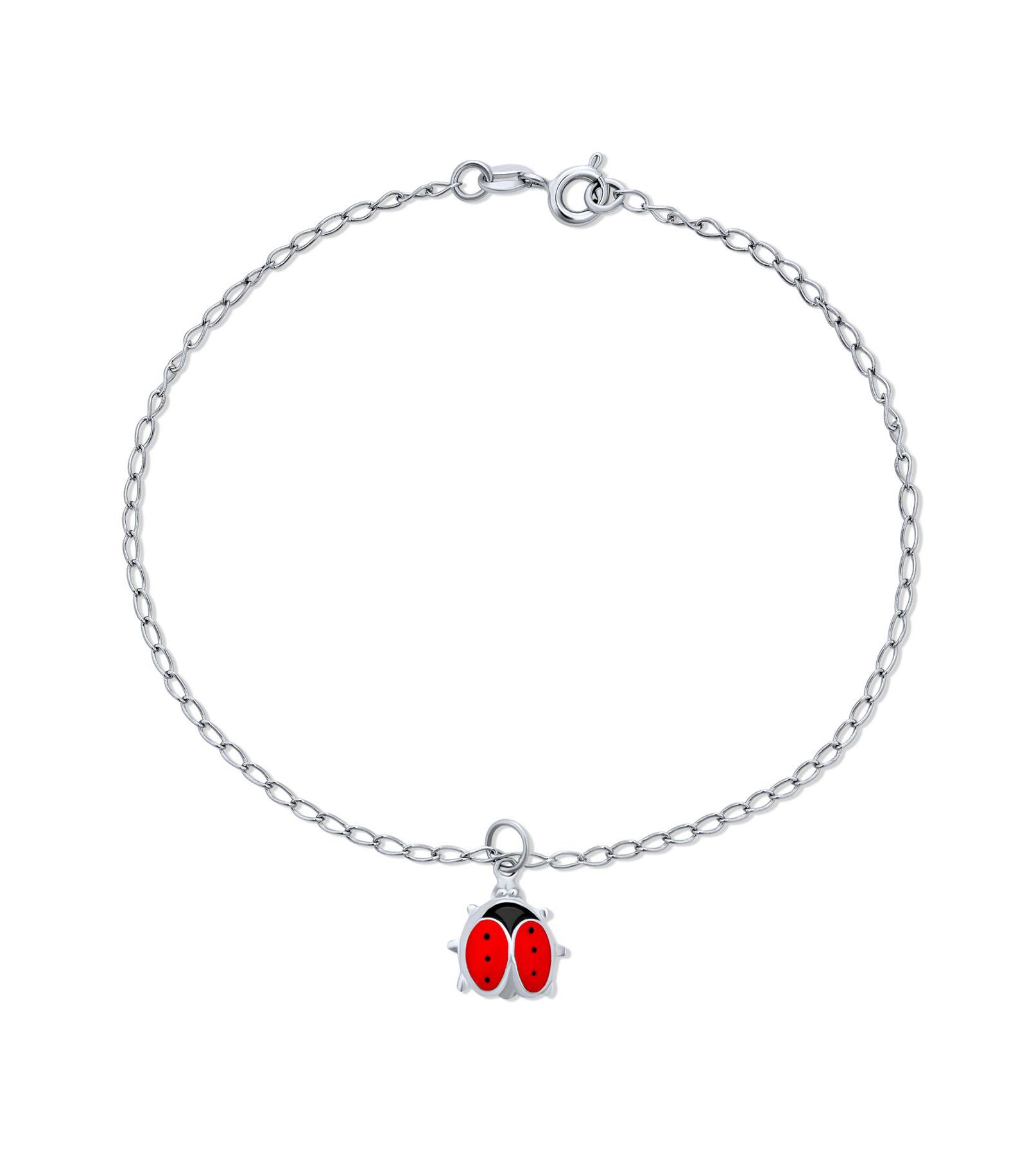 Браслет на ногу Bling Jewelry Good Luck Red Ladybug .925 Sterling Silver 9.75 Inch