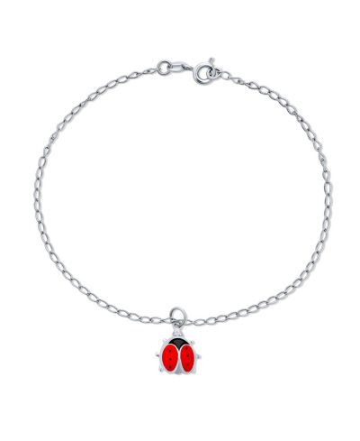 Браслет на ногу Bling Jewelry Good Luck Red Ladybug .925 Sterling Silver 9.75 Inch