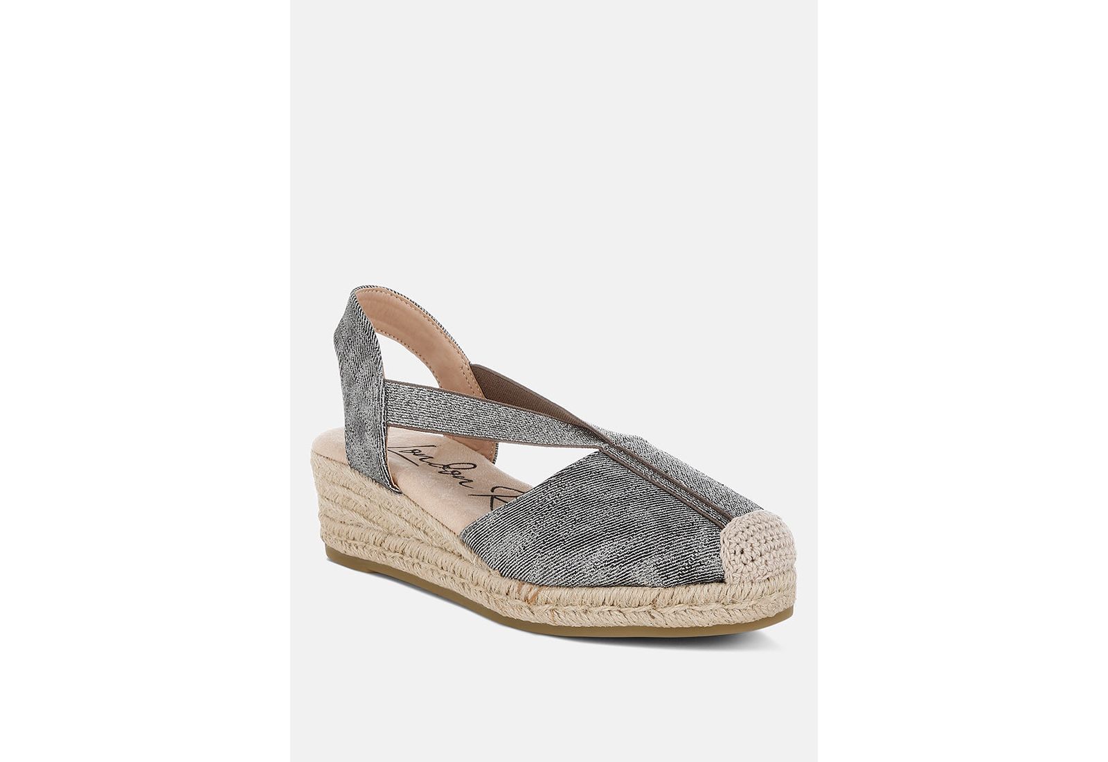 London Rag Womens Port Side Metallic Woven Espadrille Wedges