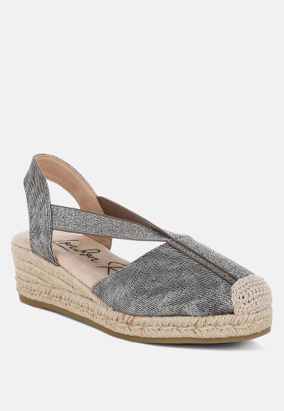 London Rag Womens Port Side Metallic Woven Espadrille Wedges